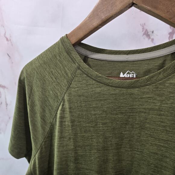 REI Co Op Shirt Womens XL Green Tech Short Sleeve Active Pursuits Hiking Stripe - Picture 2 of 9